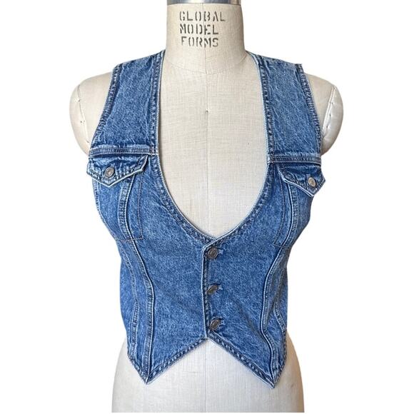 NWT American Eagle Blue Denim Vest Size Small - Picture 3 of 10